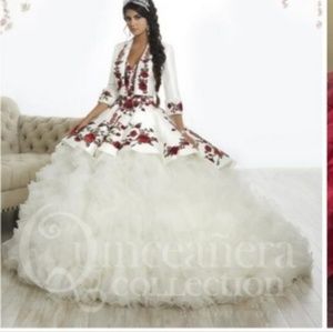 White and red dress quince style